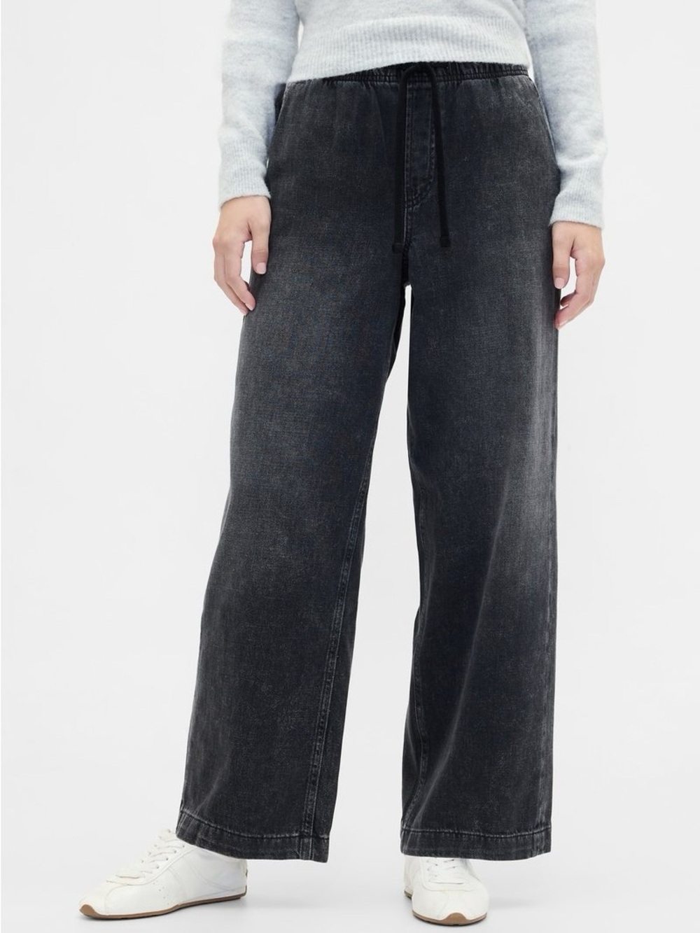 Gap Pull On Jeans Wide leg washed  black Sz M